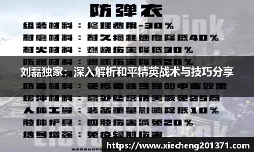 刘磊独家：深入解析和平精英战术与技巧分享